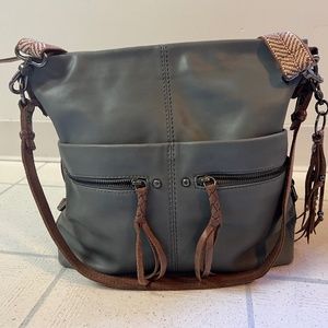 The Sak Purse Ashland Bucket Bag Gray Little Use Charm  2 handles